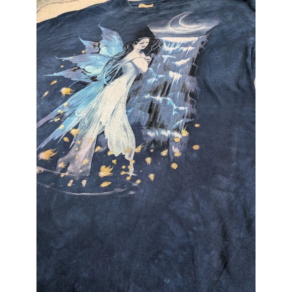 VTG Y2K Mens 3XL Blue Dyed The Mountain Waterfall Fairy Moon Nature T-Shirt XXXL - Picture 7 of 10
